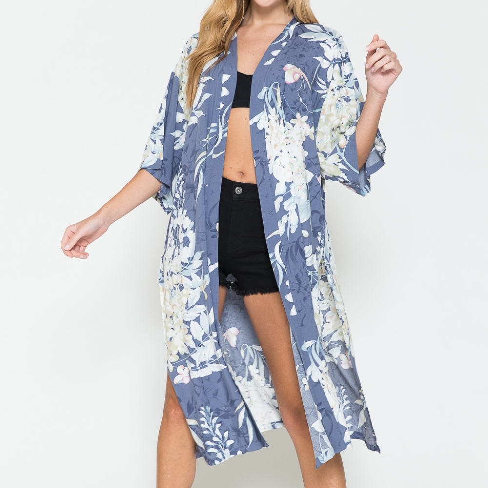 Justin Taylor Botanical Print Split Cover Up